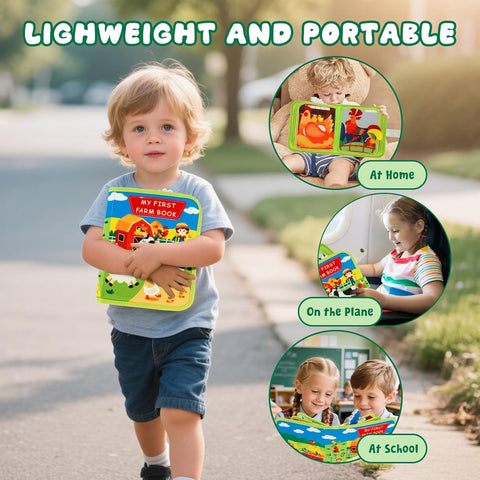 Farm Busy Book for Toddlers 1-3 – Montessori Learning Toys with 20 Activities for Fine Motor Skills, Travel & Sensory Play
