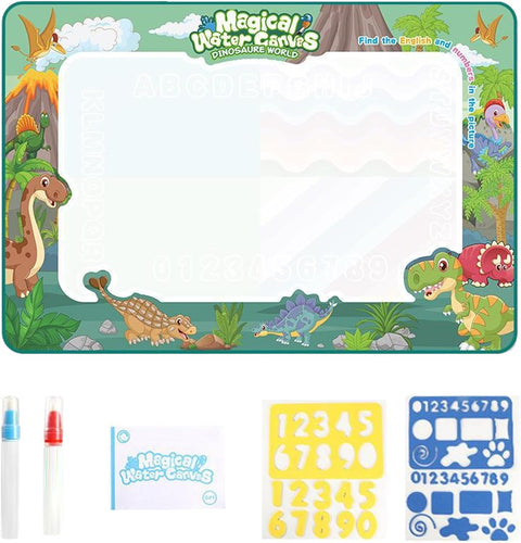 39x32 Inch Water Doodle Mat - Reusable Kids Drawing Mat with 4 Magic Pens & Stencils - Mess-Free Toddler Doodle Board for Ages 1-6 - Best Birthday Gift for Girls & Boys - Educational Travel Toy