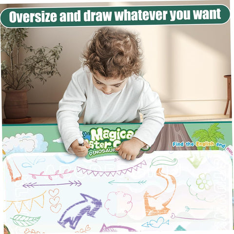 39x32 Inch Water Doodle Mat - Reusable Kids Drawing Mat with 4 Magic Pens & Stencils - Mess-Free Toddler Doodle Board for Ages 1-6 - Best Birthday Gift for Girls & Boys - Educational Travel Toy