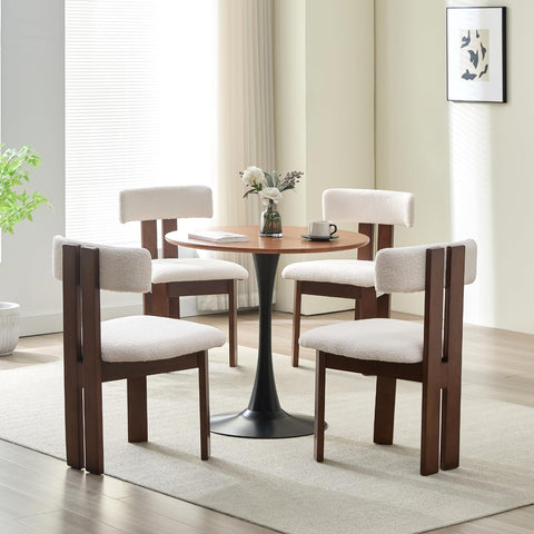 Mid-Century Modern Teddy Velvet Upholstery White Wood Legs Dining Chair (Set of 2)
