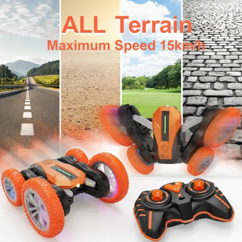 2.4GHz RC Stunt Car with 360° Flips, LED Lights & All-Terrain 4WD