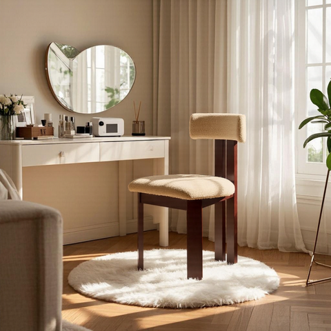 Mid-Century Modern Teddy Velvet Upholstery Brown Wood Legs Dining Chair (Set of 2)
