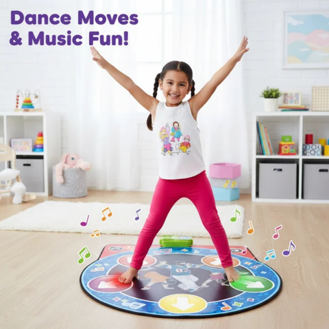 Round Interactive Dance Mat for Kids Ages 3+ – LED Lights, Music, & Game Modes