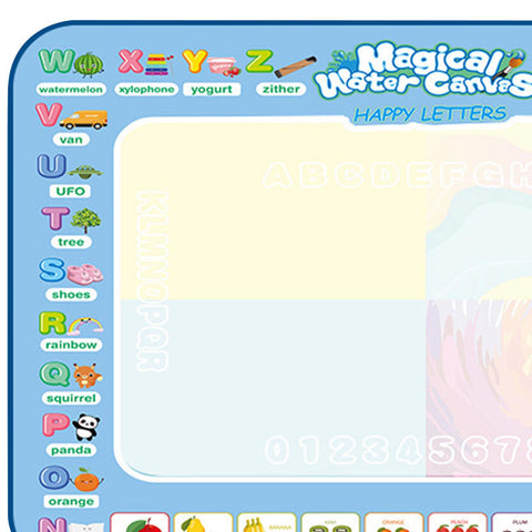 31 x 23 Inch Water Doodle Mat - Reusable Kids Drawing Mat with Magic Pens & Stencils - Mess-Free Toddler Doodle Board for Ages 3-6 -Educational Travel Toy