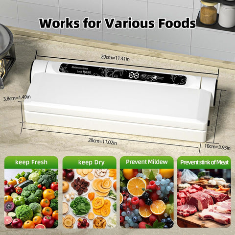 Fully Automatic Vacuum Sealer Machine with 20 Bags – Heavy Duty Food Saver for Freshness Preservation | One-Touch Operation, Digital Display, Super Suction Powe