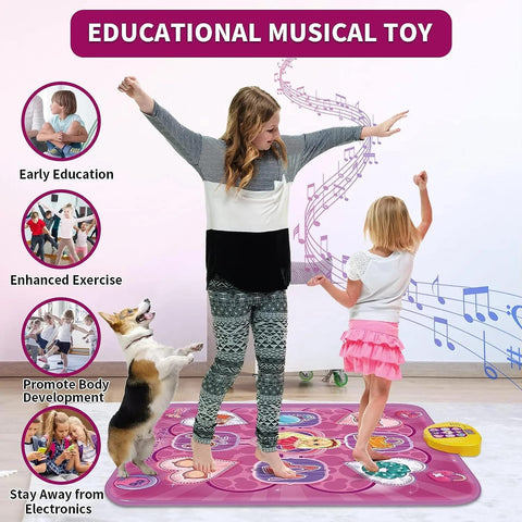 Kids Electronic Dance Mat with LED Lights & 5 Game Modes | Non-Slip, Portable Rhythm Step Play Mat | Birthday, Christmas Gift for Girls & Boys (Purple)