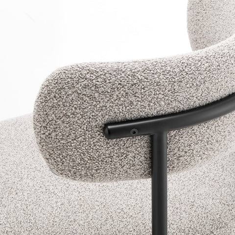 Dining Chairs Set of 2, Modern Dining Chairs Mid-Century, Round Kitchen Chairs, Boucle Dining Chair with Black Metal Legs, Kitchen Dining Room