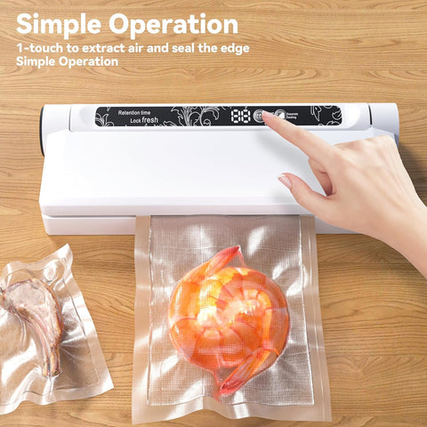 Fully Automatic Vacuum Sealer Machine with 20 Bags – Heavy Duty Food Saver for Freshness Preservation | One-Touch Operation, Digital Display, Super Suction Powe