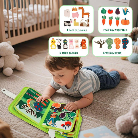 Farm Busy Book for Toddlers 1-3 – Montessori Learning Toys with 20 Activities for Fine Motor Skills, Travel & Sensory Play