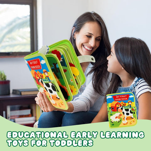 Farm Busy Book for Toddlers 1-3 – Montessori Learning Toys with 20 Activities for Fine Motor Skills, Travel & Sensory Play