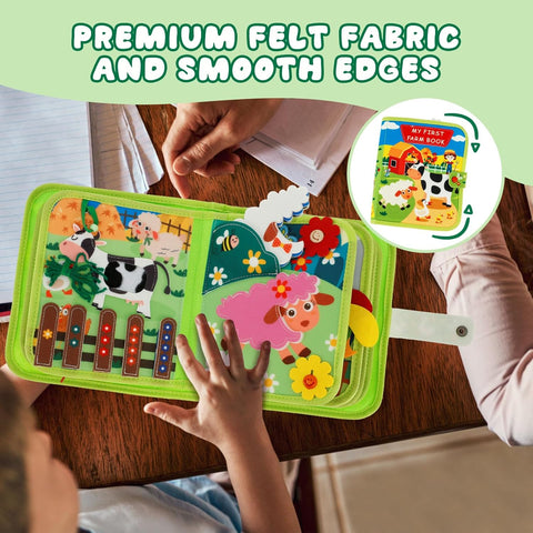 Farm Busy Book for Toddlers 1-3 – Montessori Learning Toys with 20 Activities for Fine Motor Skills, Travel & Sensory Play