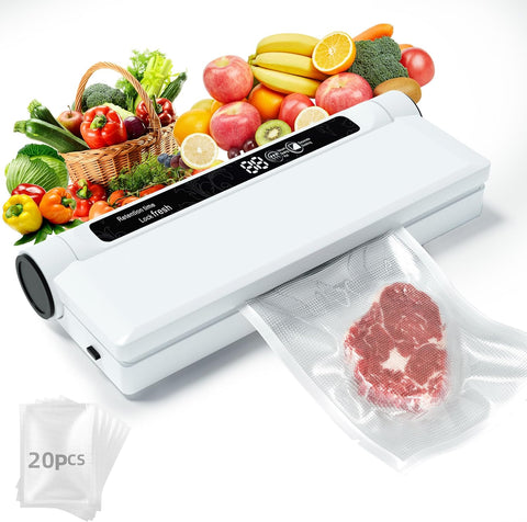 Fully Automatic Vacuum Sealer Machine with 20 Bags – Heavy Duty Food Saver for Freshness Preservation | One-Touch Operation, Digital Display, Super Suction Powe
