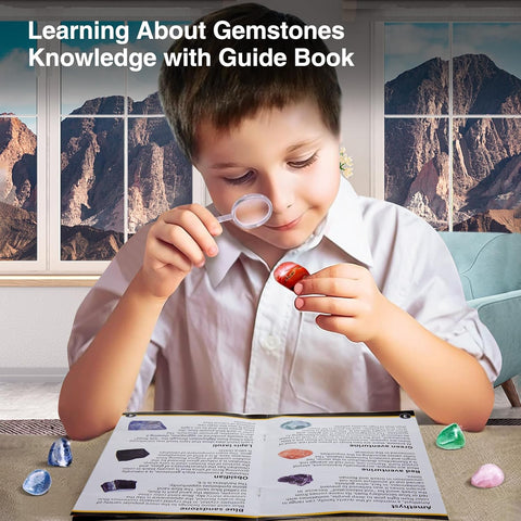 Mega Gemstone Dig Kit – Excavate 15 Real Gemstones & Crystals – Fun Educational STEM Toy for Kids Ages 3+ – Includes Dig Tools, Magnifying Glass & Learning Guide