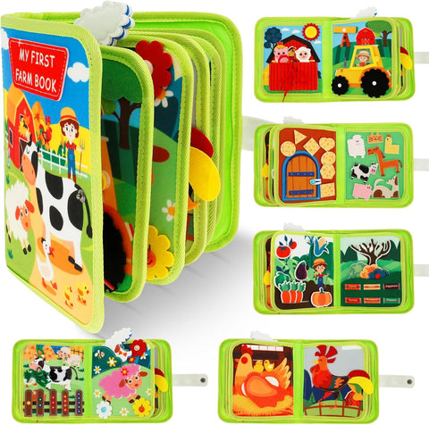 Farm Busy Book for Toddlers 1-3 – Montessori Learning Toys with 20 Activities for Fine Motor Skills, Travel & Sensory Play