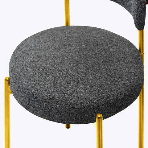 Boucle Dining Chair with Gold Metal Legs (Set of 2)