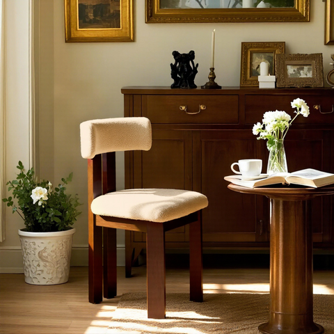 Mid-Century Modern Teddy Velvet Upholstery Brown Wood Legs Dining Chair (Set of 2)