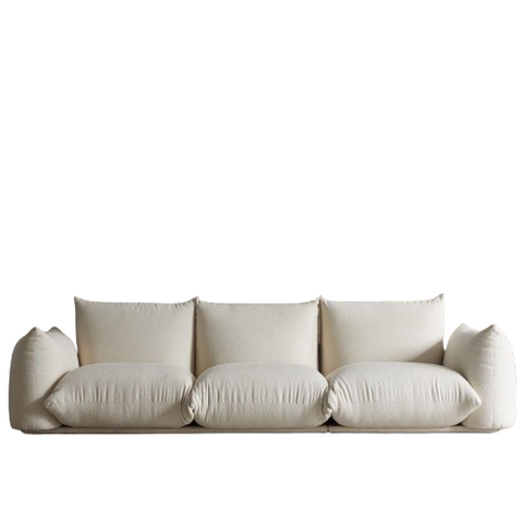 91" Luxurious Fluffy Ivory Sofa