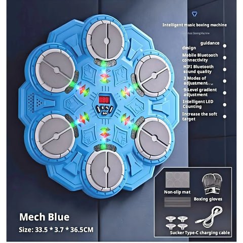 Wall-Mounted Music Boxing Machine with Bluetooth and LED Lights for Kids and Family Indoor Play