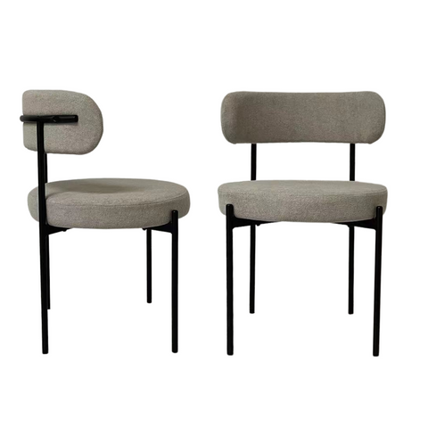 Light Grey Teddy Velvet Upholstered Side Chair (Set of 2)