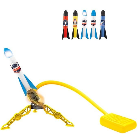 Kids Rocket Launcher Toy with 4 Foam Rockets - Outdoor Toy Blaster for Backyard Games - Adjustable Launch Stand for High Flying Fun - Gift for Boys & Girls