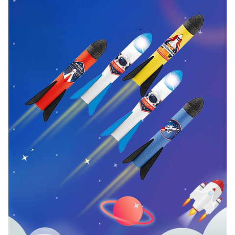Kids Rocket Launcher Toy with 4 Foam Rockets - Outdoor Toy Blaster for Backyard Games - Adjustable Launch Stand for High Flying Fun - Gift for Boys & Girls