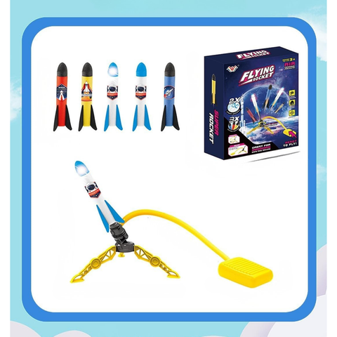 Kids Rocket Launcher Toy with 4 Foam Rockets - Outdoor Toy Blaster for Backyard Games - Adjustable Launch Stand for High Flying Fun - Gift for Boys & Girls