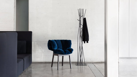 Navy Blue Upholstered Accent Chair with Pillow Cushion & Wooden Frame