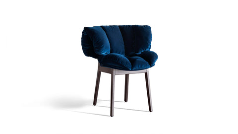 Navy Blue Upholstered Accent Chair with Pillow Cushion & Wooden Frame