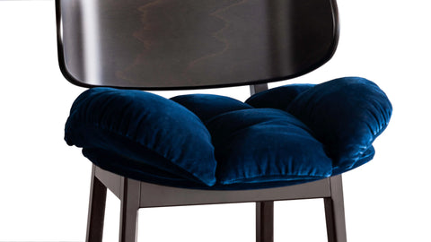 Navy Blue Upholstered Accent Chair with Pillow Cushion & Wooden Frame