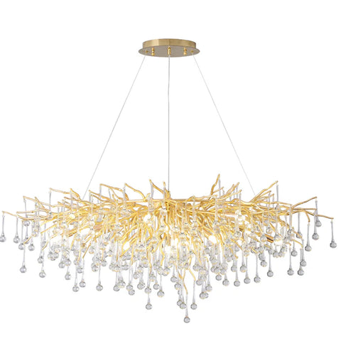 Droplet French Gold & Crystal LED Chandelier