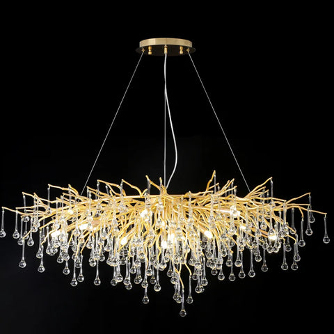 Droplet French Gold & Crystal LED Chandelier