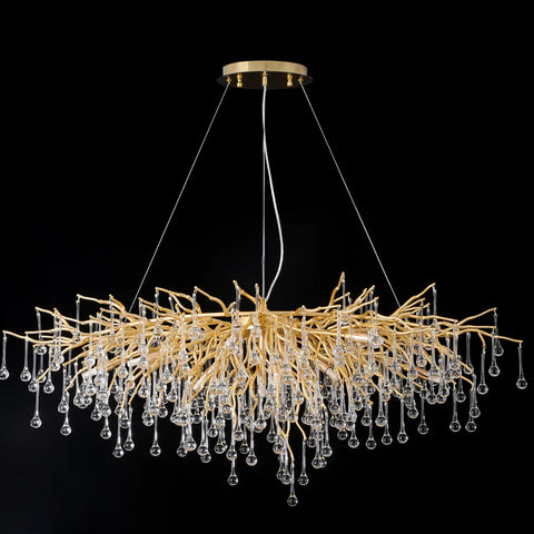 Droplet French Gold & Crystal LED Chandelier