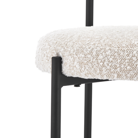 Boucle Cream White Dining Chair with Wide Back Support (Set of 2)