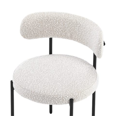 Boucle Cream White Dining Chair with Wide Back Support (Set of 2)
