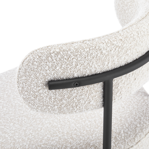 Boucle Cream White Dining Chair with Wide Back Support (Set of 2)