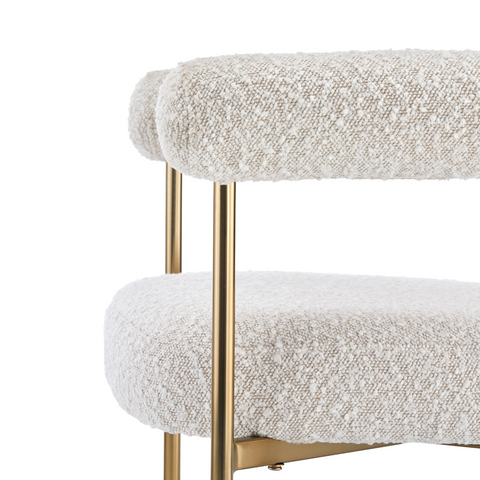 Boucle Upholstered Arm Chair with Gold Legs (Set of 2)