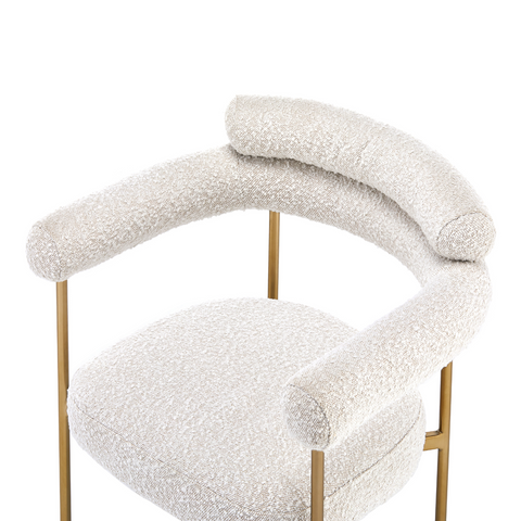 Boucle Upholstered Arm Chair with Gold Legs (Set of 2)