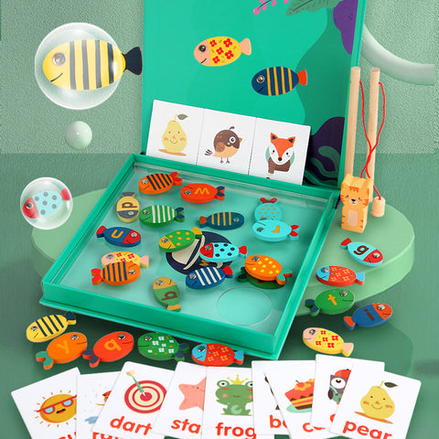 ABC Learning Fishing Game – Montessori Wooden Magnetic Toy for Toddlers Ages 3-5, Fun Letter & Number Recognition, Educational Gift for Boys & Girls