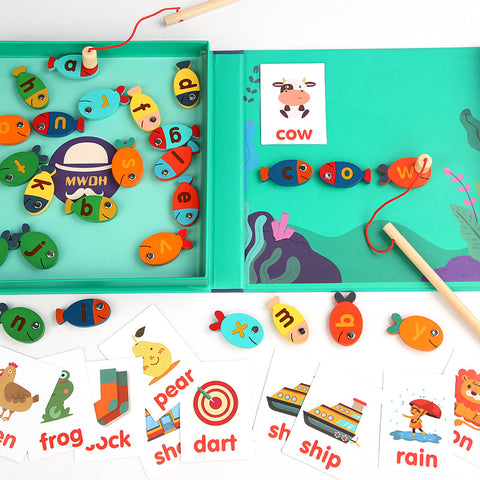 ABC Learning Fishing Game – Montessori Wooden Magnetic Toy for Toddlers Ages 3-5, Fun Letter & Number Recognition, Educational Gift for Boys & Girls