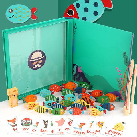 ABC Learning Fishing Game – Montessori Wooden Magnetic Toy for Toddlers Ages 3-5, Fun Letter & Number Recognition, Educational Gift for Boys & Girls