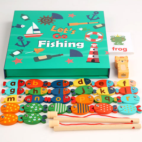 ABC Learning Fishing Game – Montessori Wooden Magnetic Toy for Toddlers Ages 3-5, Fun Letter & Number Recognition, Educational Gift for Boys & Girls