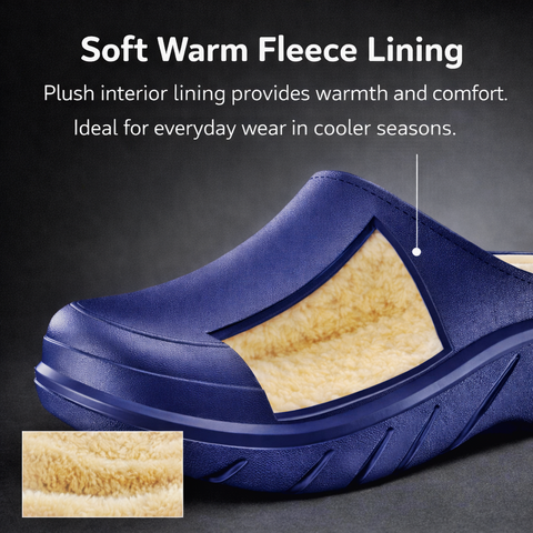 Men’s Plush-Lined EVA Winter Slides – Indoor & Outdoor Comfort, Navy Blue