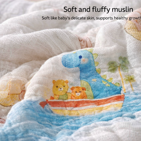 Tropical Dino Baby Muslin Blanket Set – Soft Quilted Cotton for Newborns & Toddlers