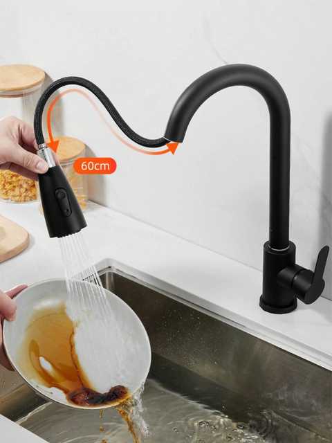 Premium 360° Swivel Pull Down Kitchen Faucet with Sprayer, Stainless Steel Sink Faucet, Modern High Arc Pull-Out Kitchen Water Tap