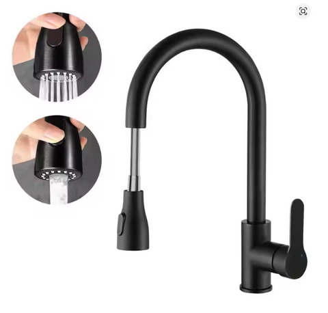 Premium 360° Swivel Pull Down Kitchen Faucet with Sprayer, Stainless Steel Sink Faucet, Modern High Arc Pull-Out Kitchen Water Tap