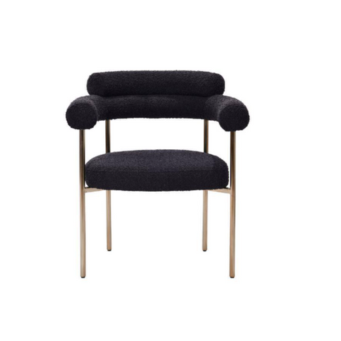 Boucle Upholstered Arm Chair with Gold Legs (Set of 2)