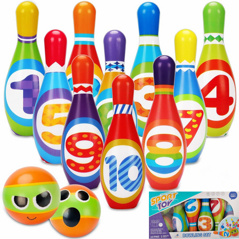 Kids Bowling Set for Toddlers Ages 2-5 – Soft Foam Pins & Lightweight Balls with Numbers – Indoor/Outdoor Developmental Toy for Boys & Girls – Fun Easter Gift