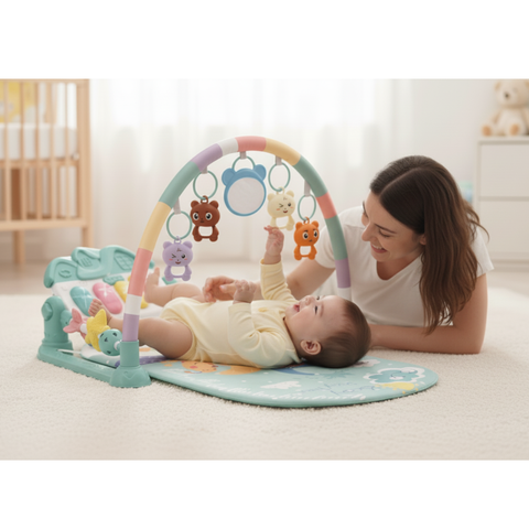 Baby Deluxe 2-in-1 Piano Play Gym & Activity Mat for Tummy Time, Newborns & Infants