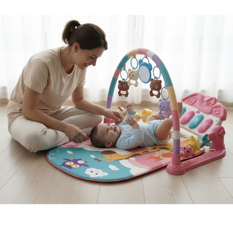Baby Deluxe 2-in-1 Piano Play Gym & Activity Mat for Tummy Time, Newborns & Infants