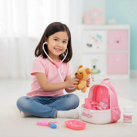 Doctor Play Set for Kids 3-7, 16-Piece Pretend Play Toy with Medical Tools, Ideal Birthday Gift for Toddlers & Preschool Boys & Girls (Pink)